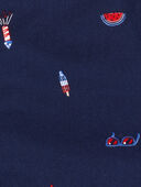 Navy - Baby 4th Of July Button-Down Romper, Selected