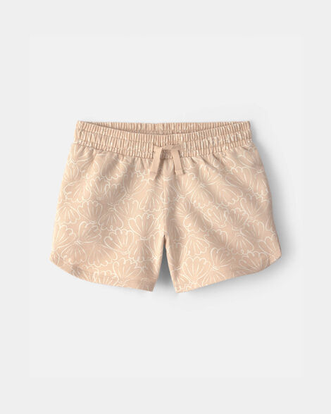 girls shell french terry shorts - tan