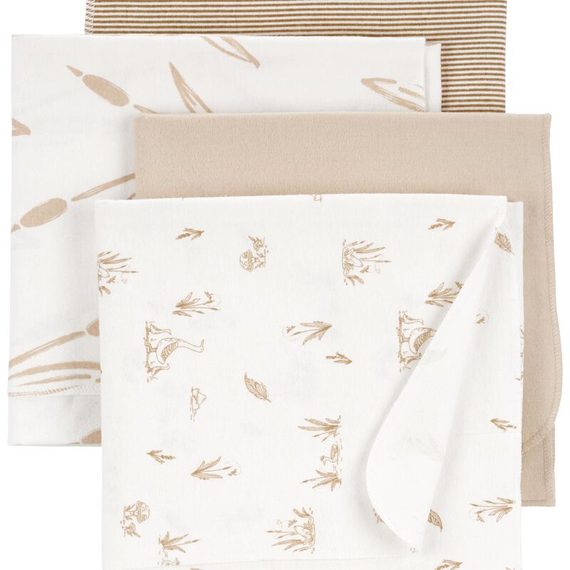 Brown/Ivory Baby 4Pack Duck Receiving Blankets