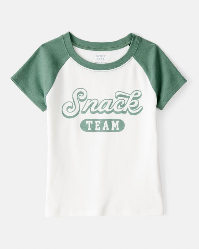 Product image 1 of Girls Snack Team Short-Sleeve Graphic Tee - Green/White