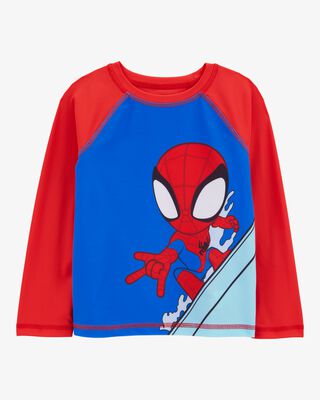 Product image 1 of Toddler Marvel™ Spider-Man Long-Sleeve Rashguard Swim Top - Red/Blue