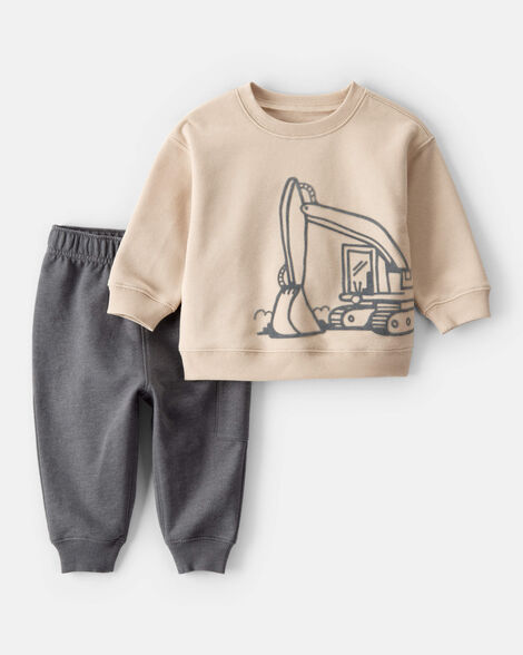baby boy 2-piece daydream fleece construction long-sleeve tee & pant set