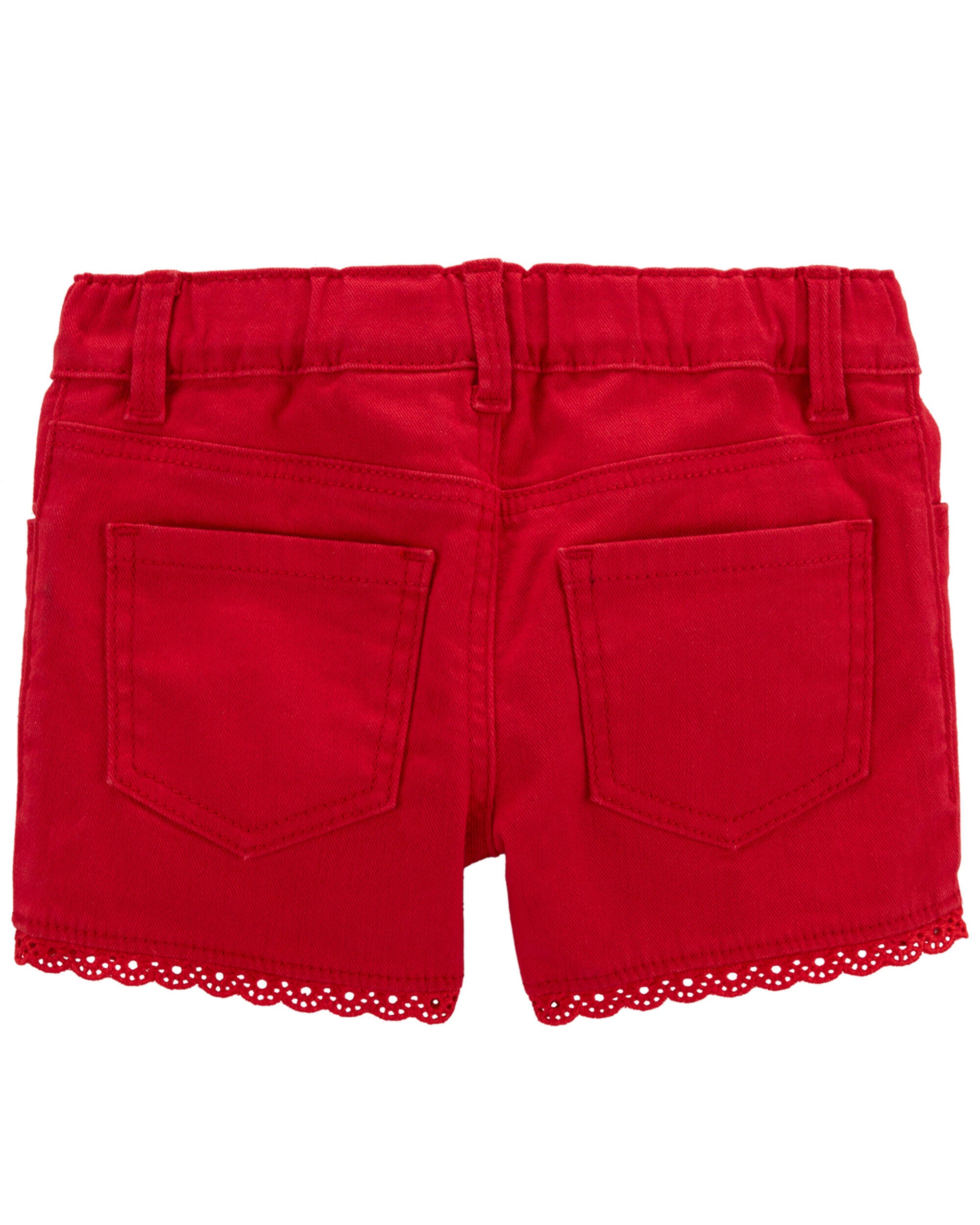 Denim red shorts clearance