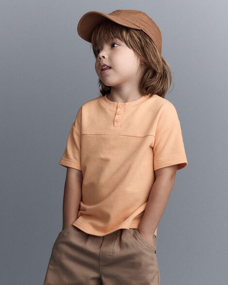 Toddler Boy Henley Tee - Orange