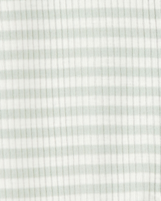 Product image 2 of Baby Boy Striped 2-Way Zip Ribbed Sleep & Play Pajamas - Green/White