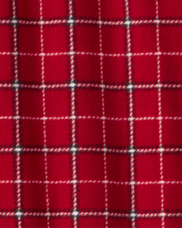 Product image 2 of Boys Plaid Print Fleece Long-Sleeve Loose Fit 1-Piece Pajamas - Red