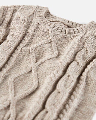 Product image 2 of Baby Organic Cotton Cable Knit Sweater in Toasted Wheat
