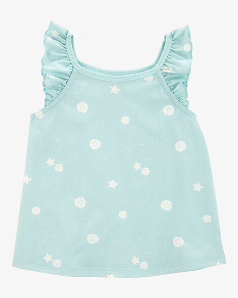 Product image 1 of Toddler Seashell Flutter-Sleeve Tank - Turquoise