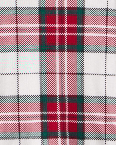Toddler Plaid Print Fleece Long-Sleeve Loose Fit 1-Piece Pajamas