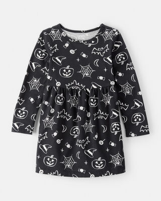 Product image 1 of Toddler Halloween Spooky Print Dress - Black