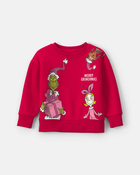 toddler girl dr. seuss™ the grinch christmas fleece pullover sweatshirt - red