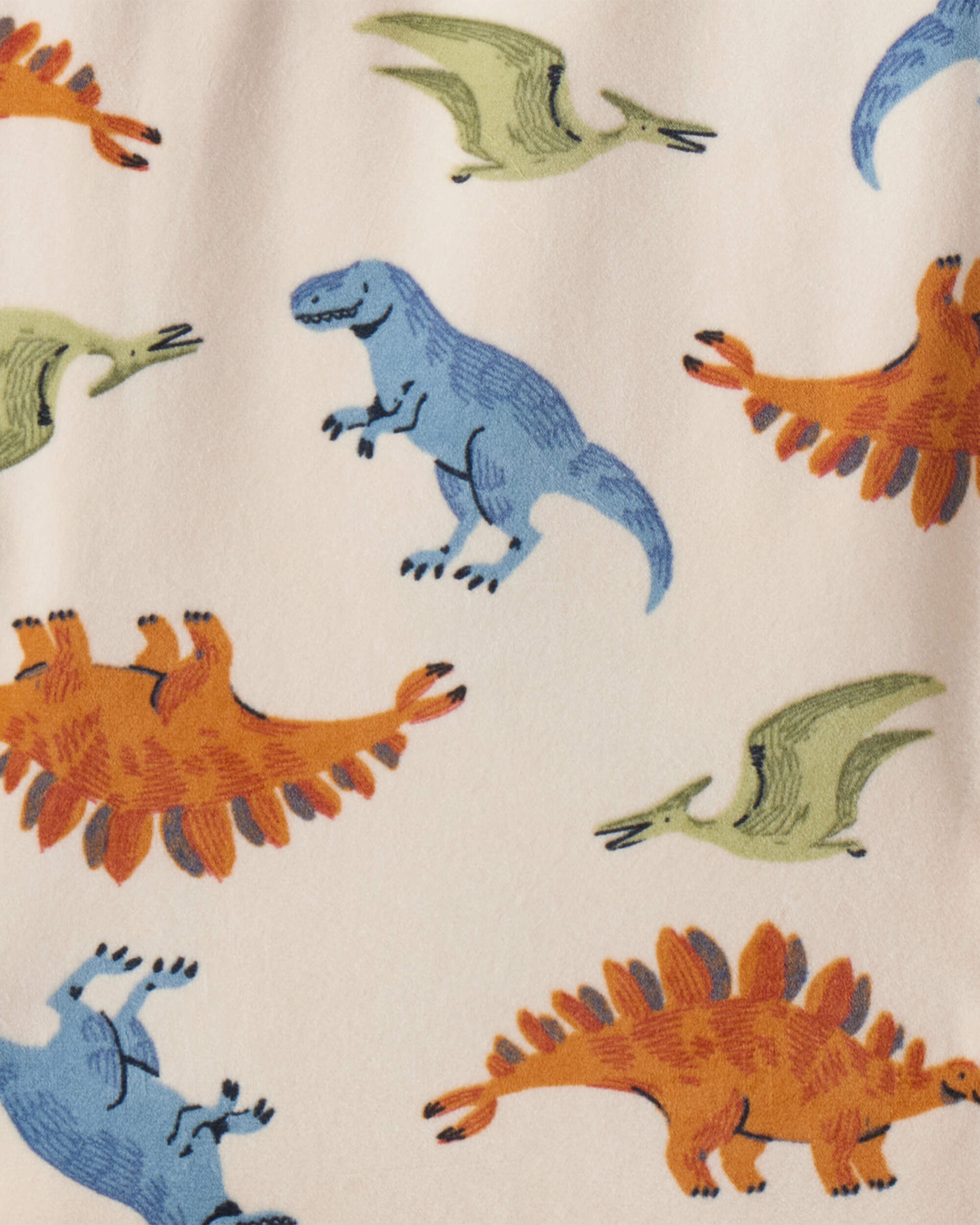 Toddler Boy Dinosaur Print Velour Long-Sleeve Snug Fit 2-Piece Pajamas - Tan