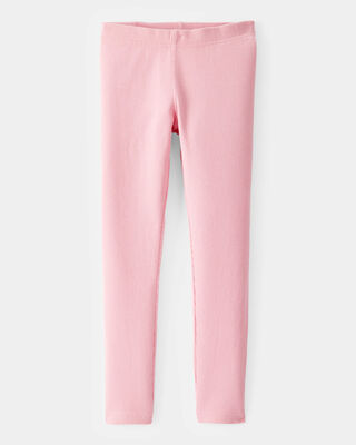 Product image 1 of Kid Solid Cotton Ribbed Stretch Leggings - Pink