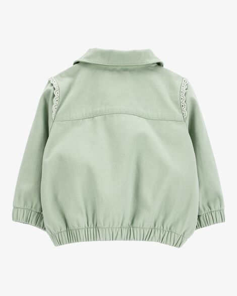  Product image 2 of Baby Zip-Up Eyelet Woven Jacket - Green