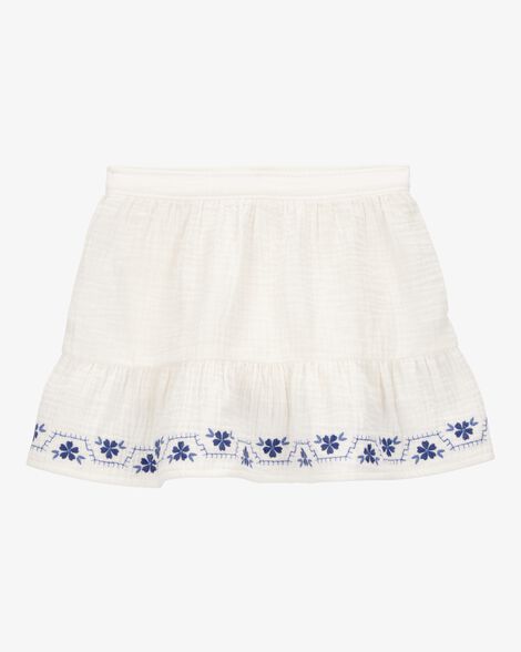  Product image 1 of Toddler Floral Embroidered Gauze Skort - Ivory