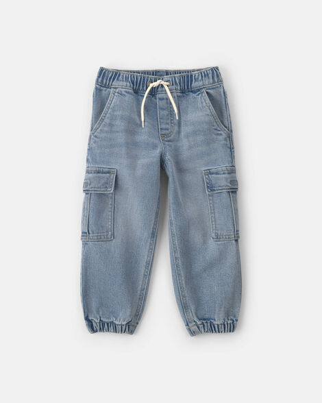 Toddler Boy Denim Cargo Joggers - Light Wash