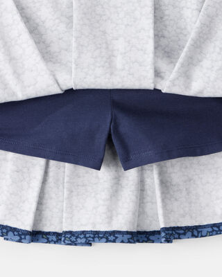 Product image 2 of Kid Floral Pleated Pull-On Skort - Navy