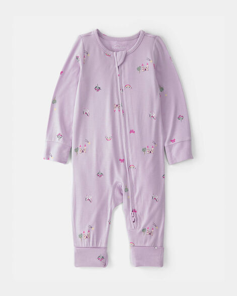 baby girl fairytale 2-way zip purelysoft sleep & play pajama - purple