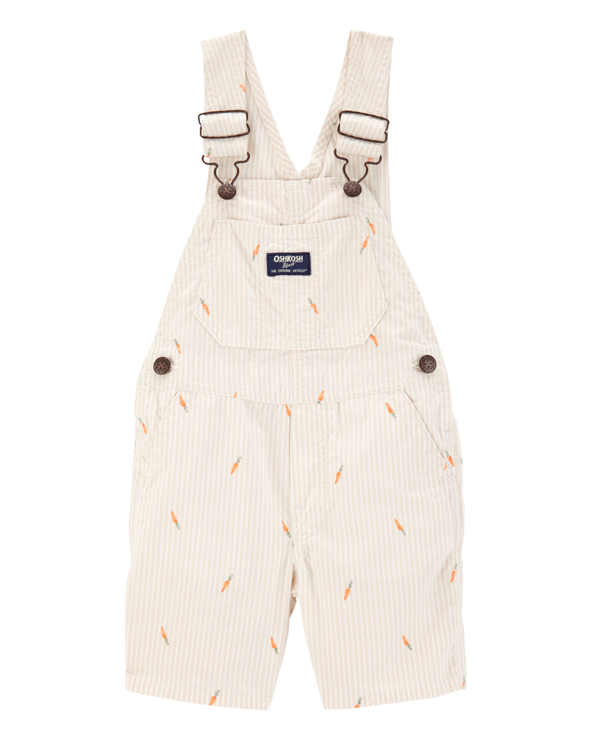 Toddler Carrot Print Striped Shortalls - Cream - OshKosh Toddler Carrot Print Striped Shortalls - Cream - OshKosh