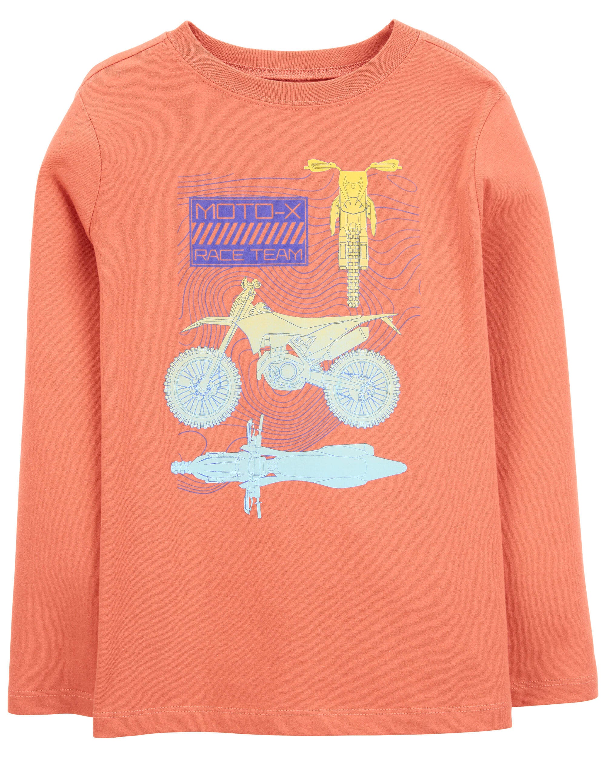 最大10%OFFクーポン Long-Sleeve Blend Cotton BMX Bicycle Kid Tee Orange - トップス