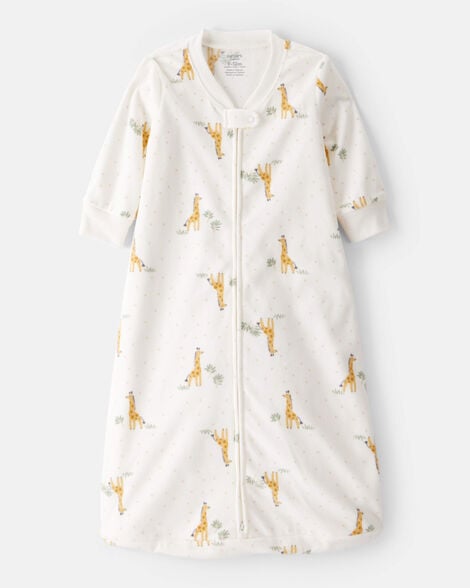 baby giraffe print long-sleeve wearable blanket - white