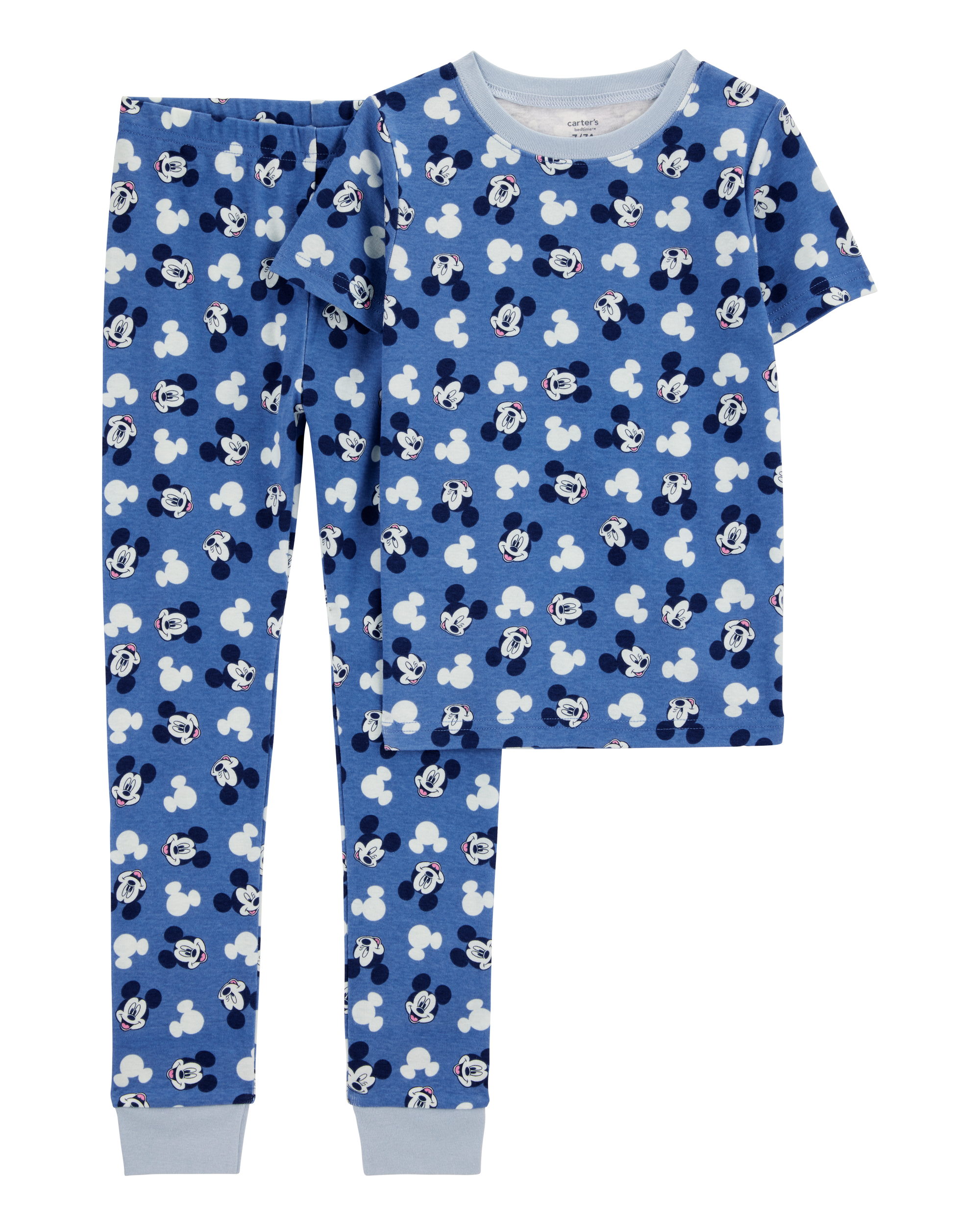 Kid Disney© Mickey Mouse Snug Fit Cotton 2-Piece Pajamas - Navy