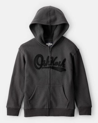 Product image 1 of Boys OshKosh Fleece Logo Zip Jacket - Black