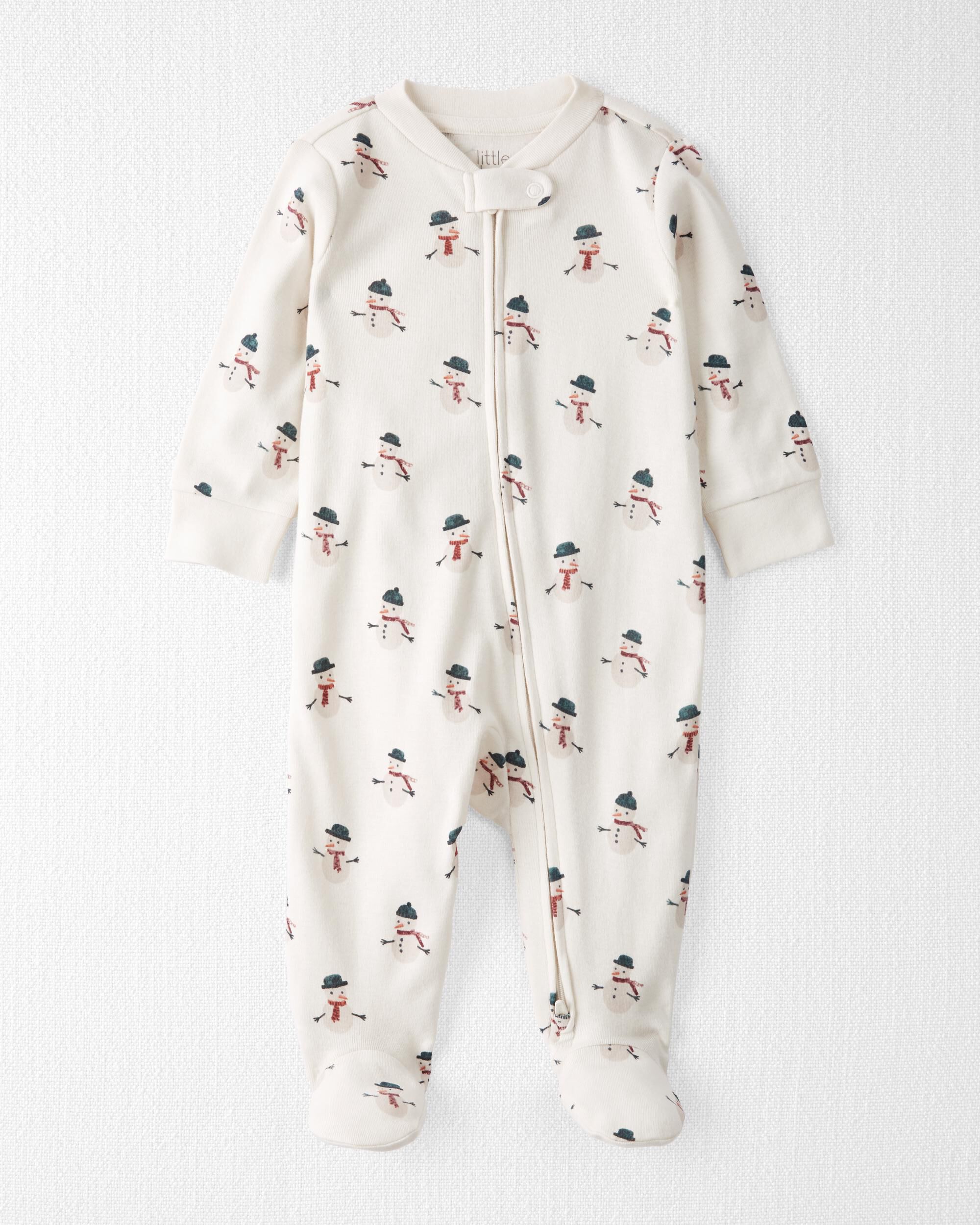 Baby Organic Cotton Sleep Play Pajamas in Snowman Print Little Planet Carter s