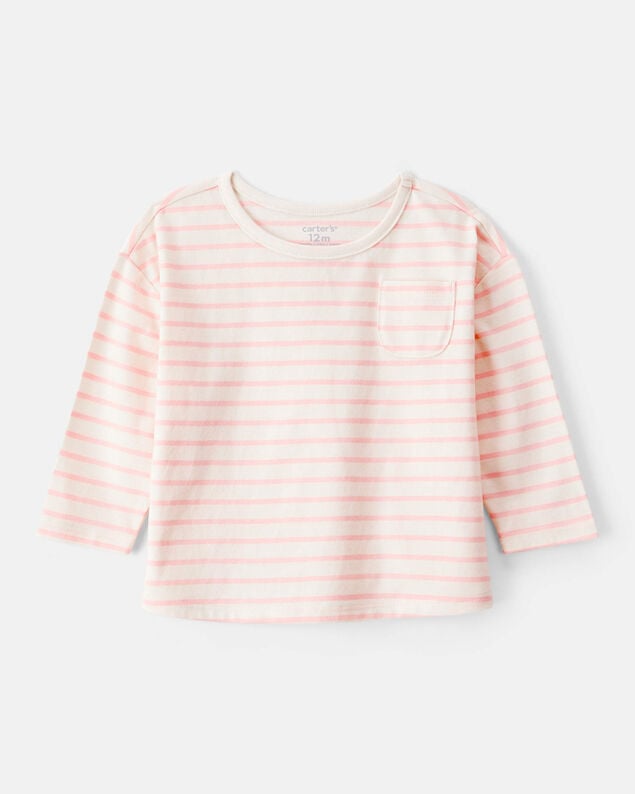Product image 1 of Baby Girl Striped Long-Sleeve Top - Pink