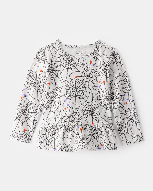 Product image 1 of Toddler Halloween Spiderwebs Long-Sleeve Tee - White/Black