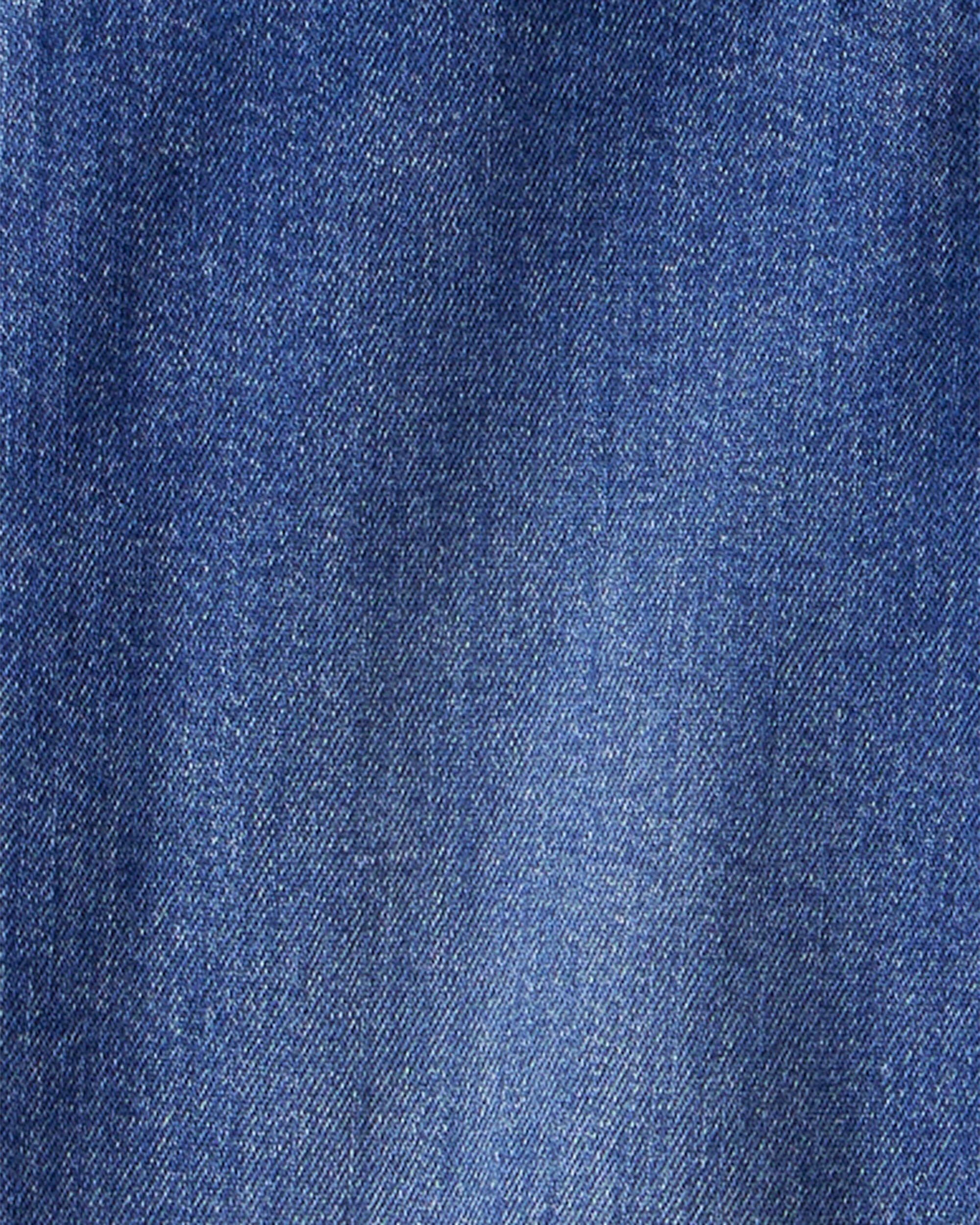 Girls Denim Sleeveless Overalls - Blue