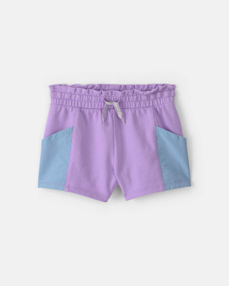 toddler girl french terry shorts - purple/blue