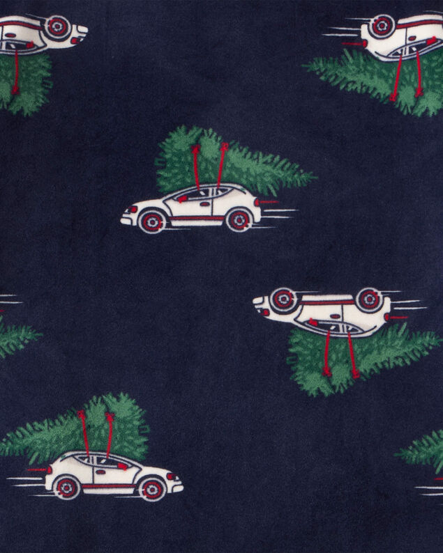 Product image 2 of Boys Car Print Velour Long-Sleeve Snug Fit 2-Piece Pajamas - Navy