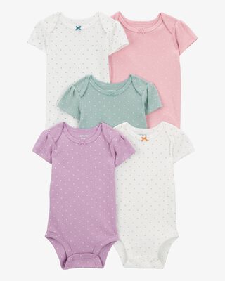Product image 1 of Baby 5-Pack Heart Polka Dot Short Sleeve Bodysuits