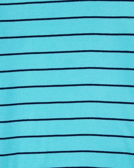 Boys 4-Piece Striped Dinosaur 100% Snug Fit Cotton Pajamas - Turquoise