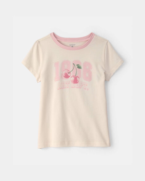 girls cherry graphic tee - cream