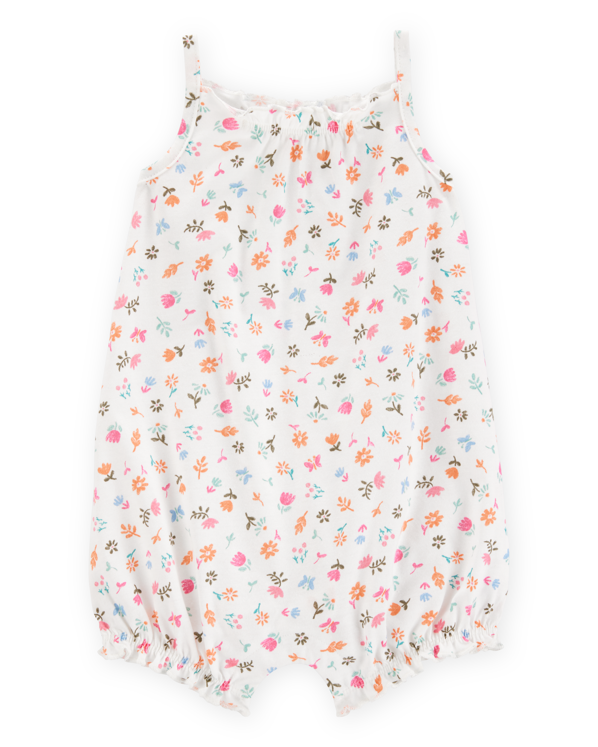 Baby Girl Floral Cotton Romper - White