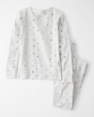 Kid Dog Print PurelySoft 2-Piece Pajamas - White