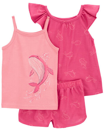Toddler 3-Piece Whale Loose Fit Pajamas