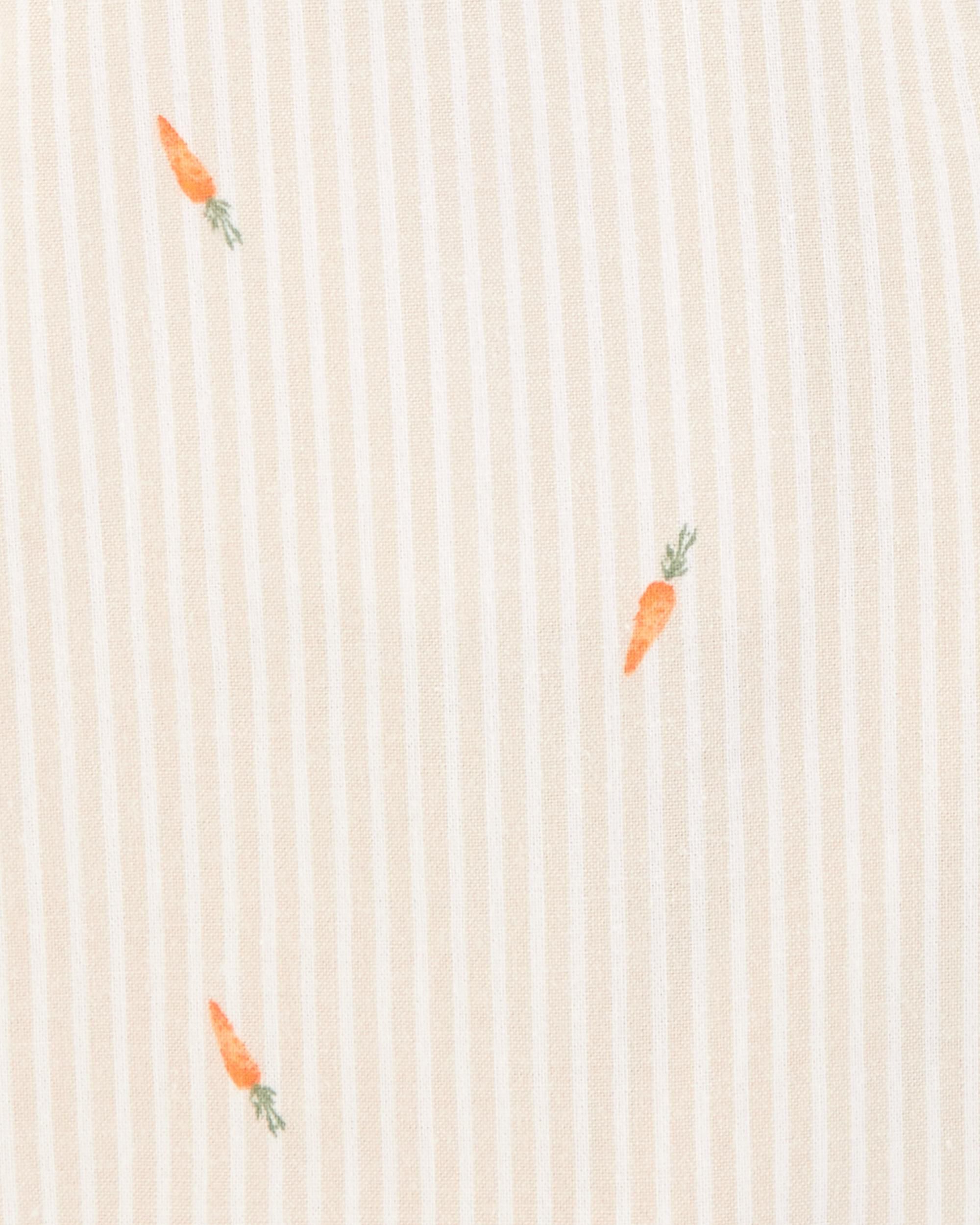 Toddler Carrot Print Striped Shortalls - Cream - OshKosh