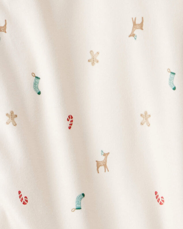 Product image 2 of Adult Mini Christmas Fleece Long-Sleeve Loose Fit 2-Piece Pajamas - White