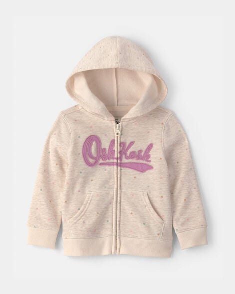 Baby Girl Heart OshKosh Logo Fleece Zip-Up Hoodie - Cream