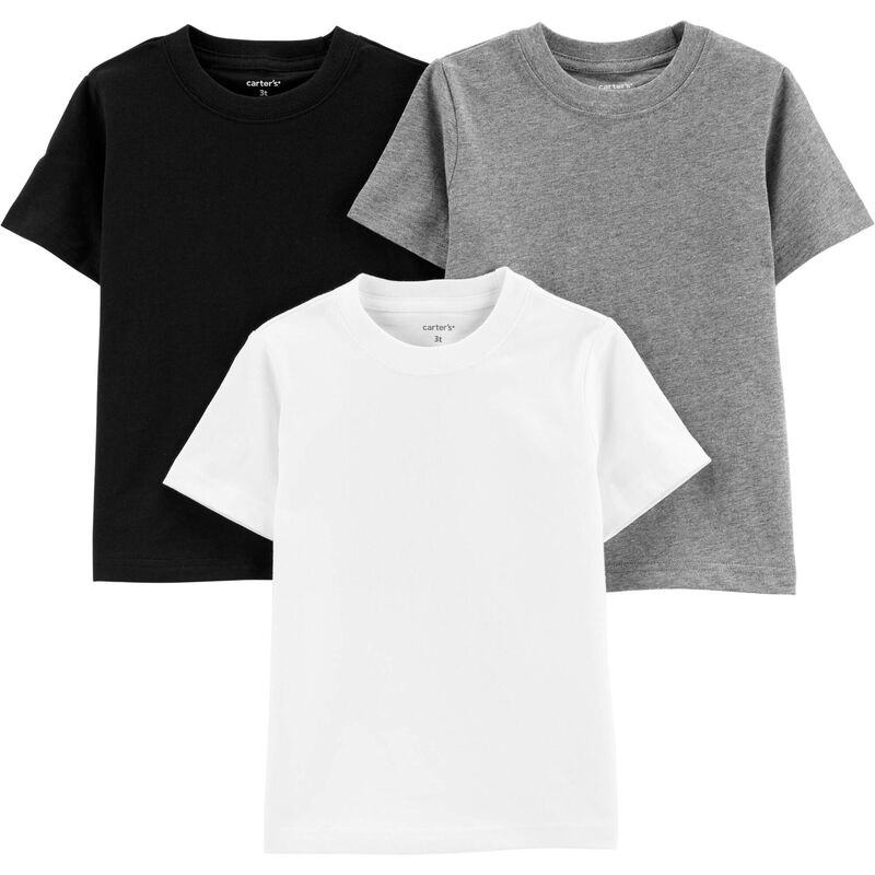 Baby Heather/Black/White 3-Pack Jersey Tees | carters.com