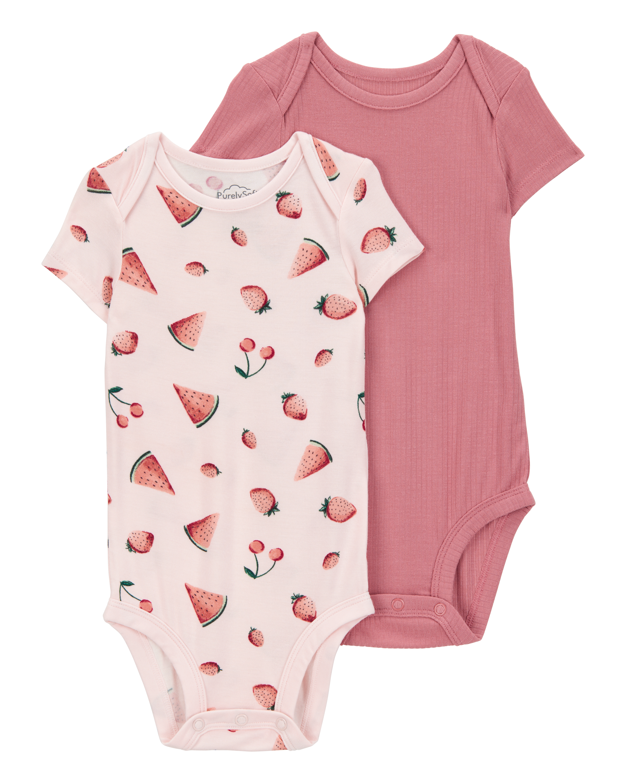 Baby 2-Pack Short-Sleeve PurelySoft Bodysuits - Pink