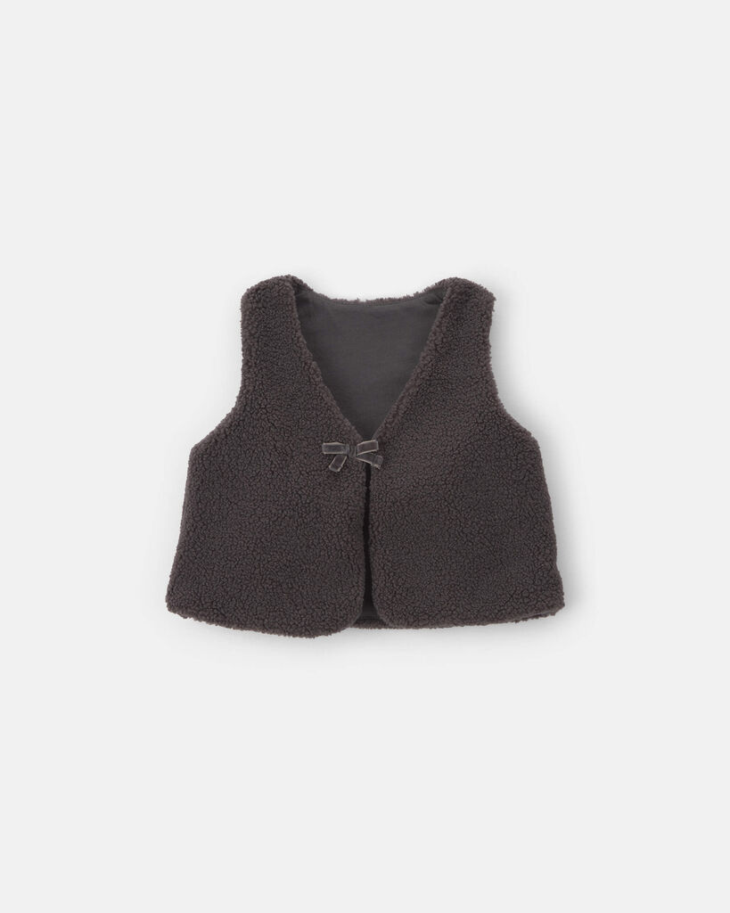 Carter's toddler girl bow teddy fleece vest 12M Black