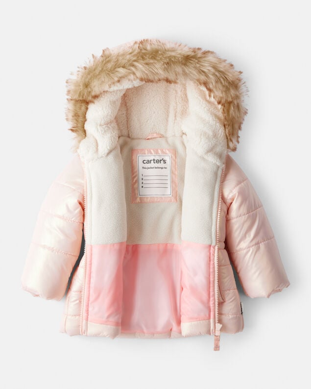 Product image 2 of Baby Girl Hooded Heavyweight Winter Jacket - Pink