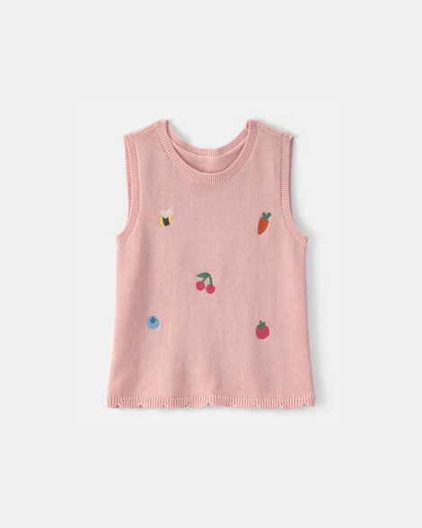 toddler girl summer icon tank top - pink