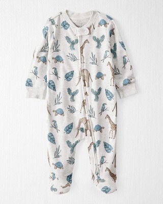 Product image 1 of Baby Organic Cotton Safari-Print Sleep & Play Pajamas