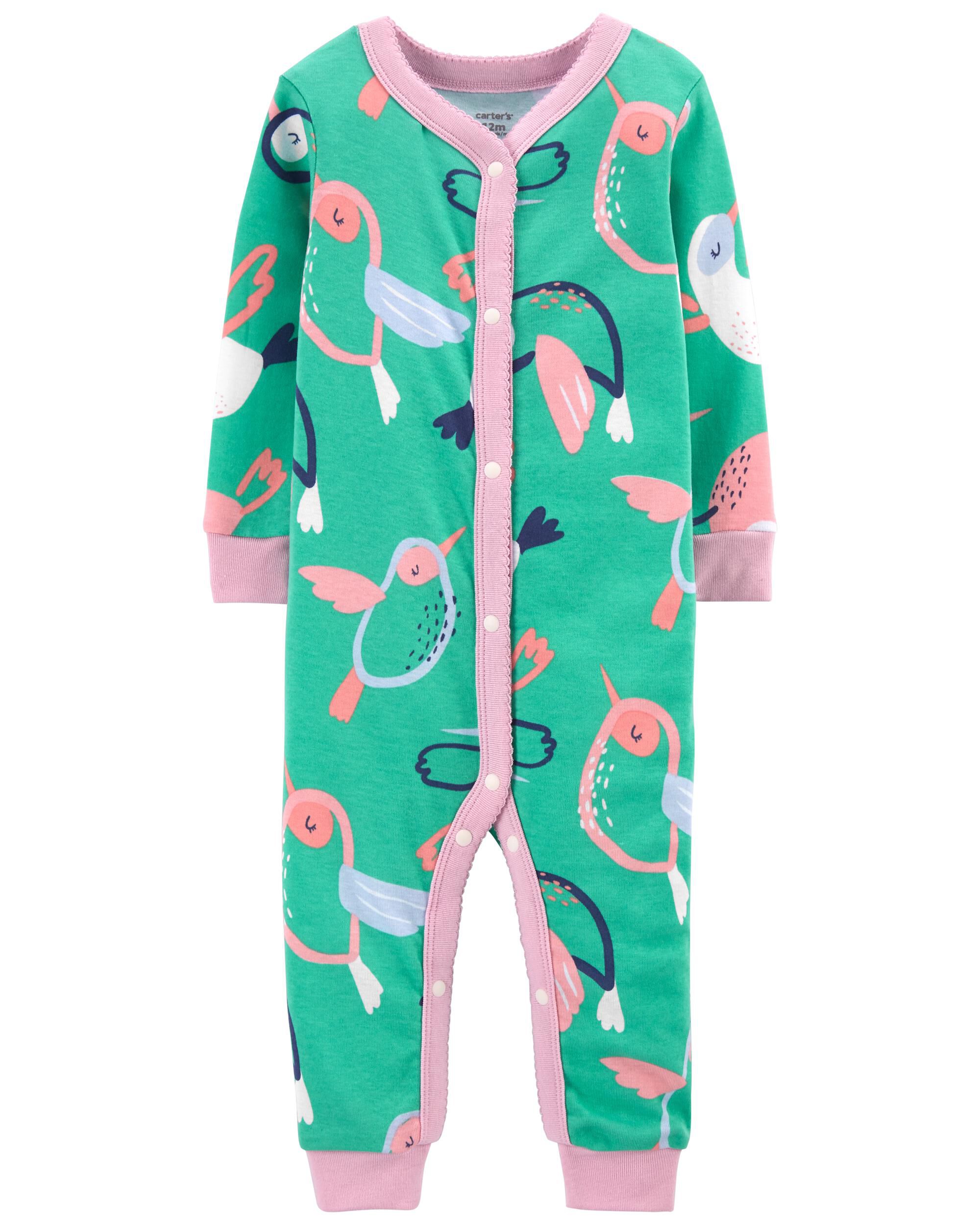 Baby Girls Footed Pajamas 3-Pack Cotton Infant Overall Sleeper and Play