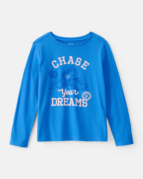 girls 'chase your dreams' long-sleeve graphic tee - blue